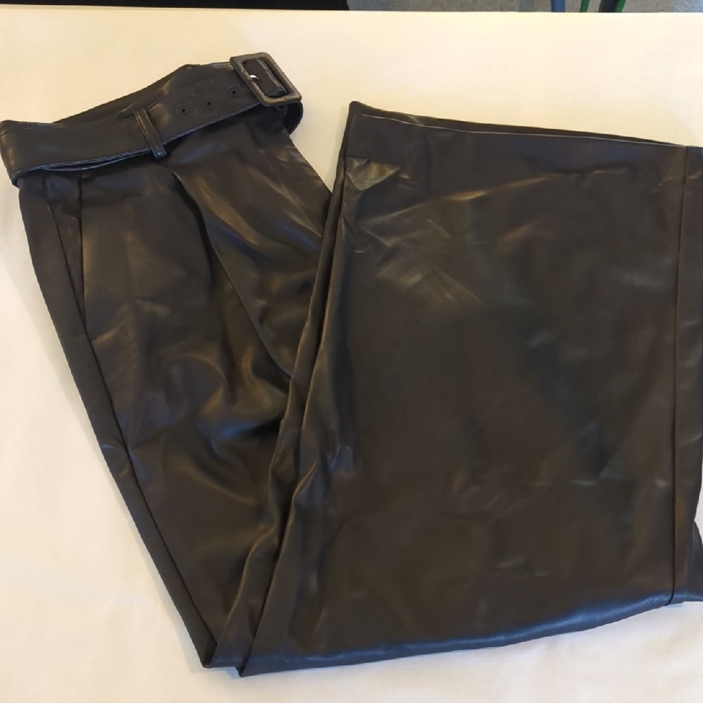LOFT Black Faux Leather Pants